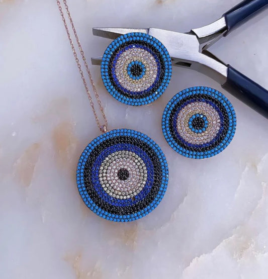 Evil eye necklace, sterling silver